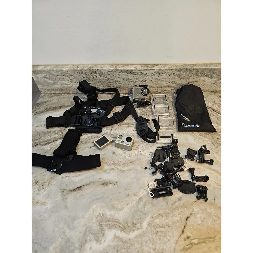GoPro HERO 2 Plus Silver Camcorder W Battery Waterproof Case + Many Accessories
